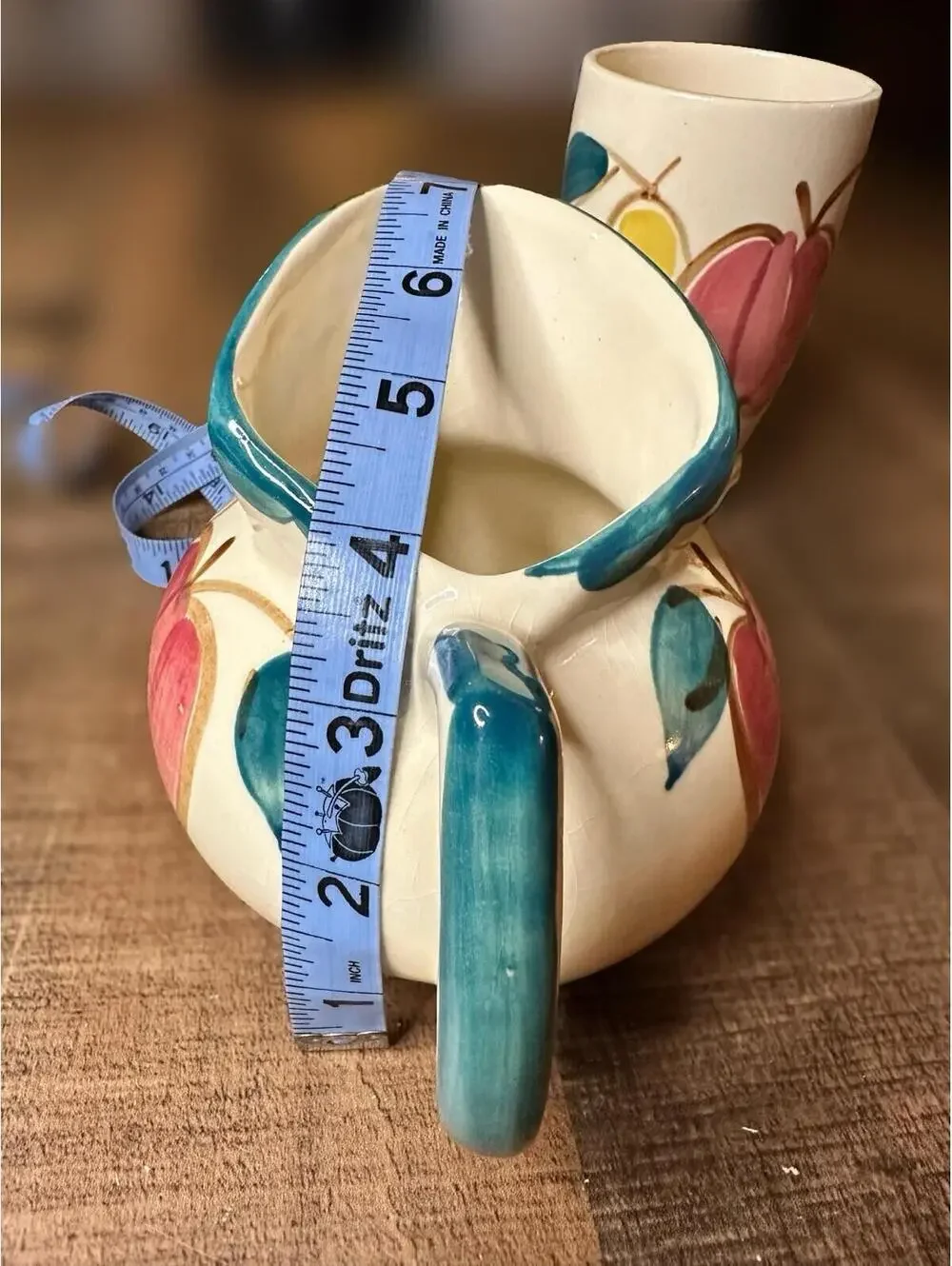 Vintage Hand-Painted Fruit Ceramic Creamer & Sugar Set